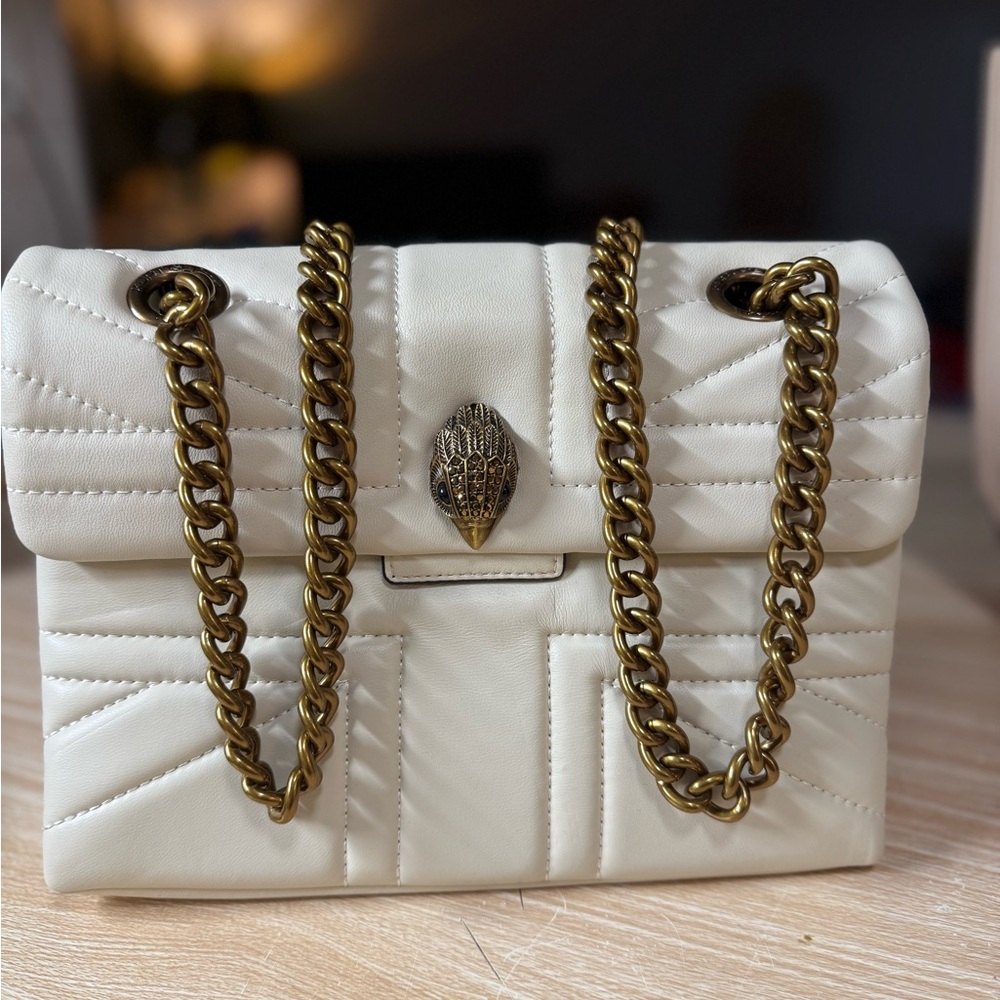 Kurt Geiger Cream Quilted Shoulder Bag with Gold Chain (Brand New)